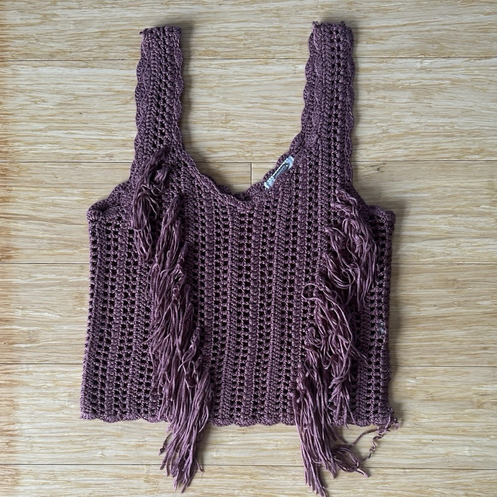 Gimmicks Crochet Style Boho Fringe Festival Tank Size Medium Boho Hippie